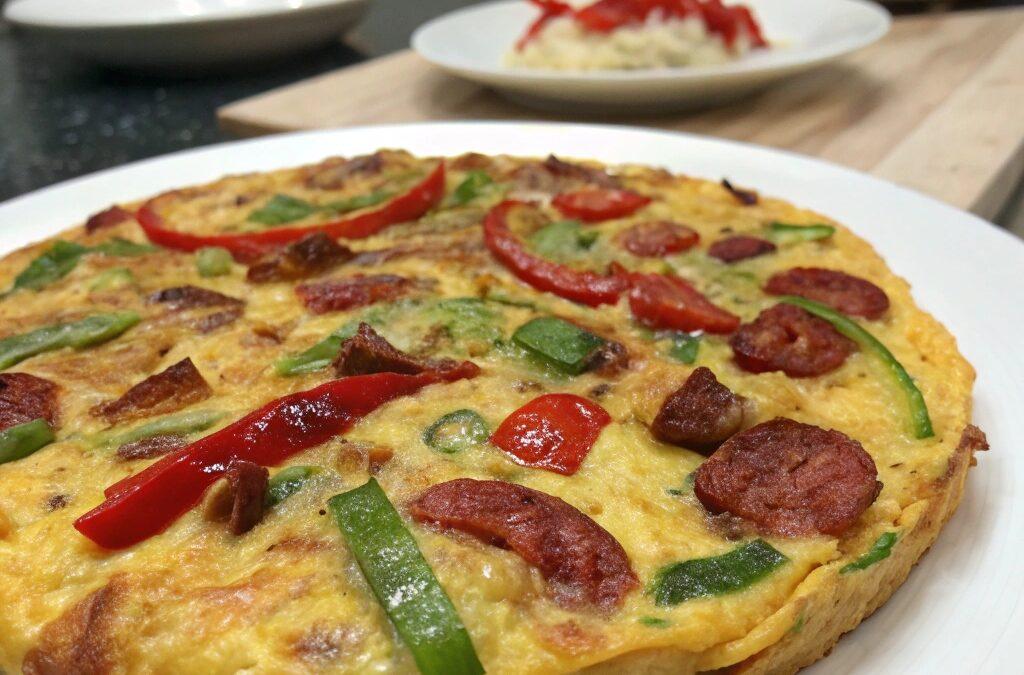 Tortilla chorizo et ses poivrons